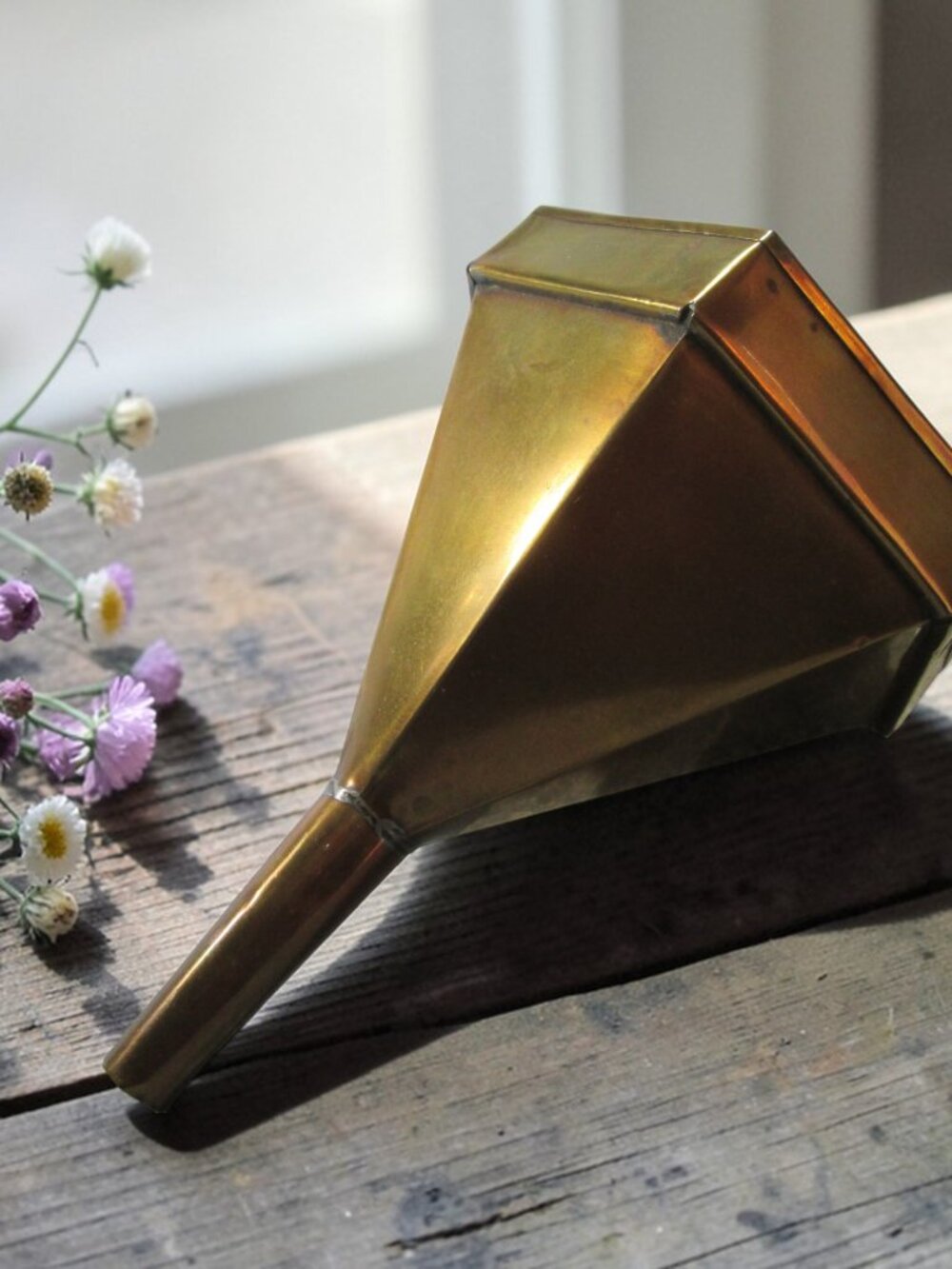 Artisan Copper Funnel, Handcrafted Hexagon Funnel